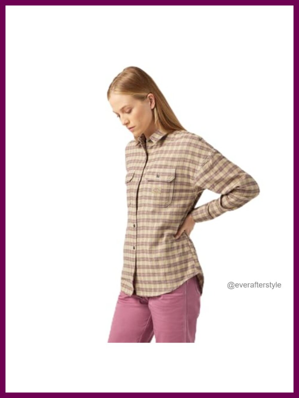 Long Sleeve Flannel Button-Down Shirt Collared Plain Hem